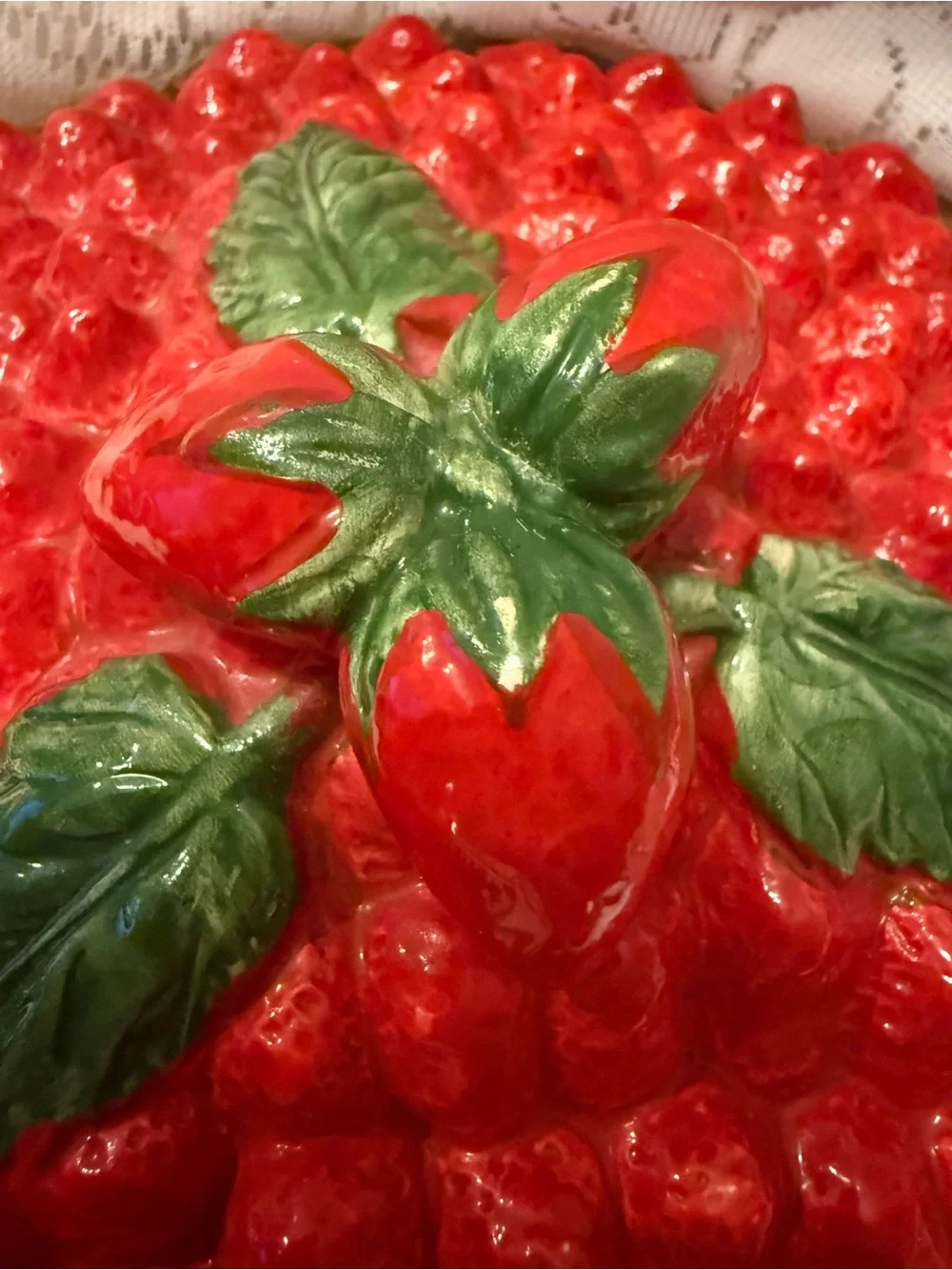 Vintage Ceramic Strawberry Pie Dish Keeper Lid Replacement Only